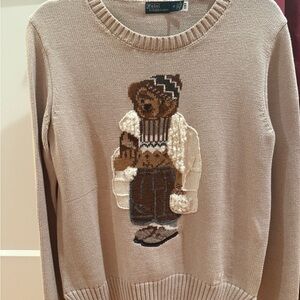 Ralph Lauren Beige Teddy Bear Knit Sweater